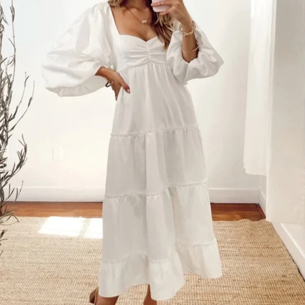 Show Me Your Mumu Mandi Midi Dress, White, Small (NWT)